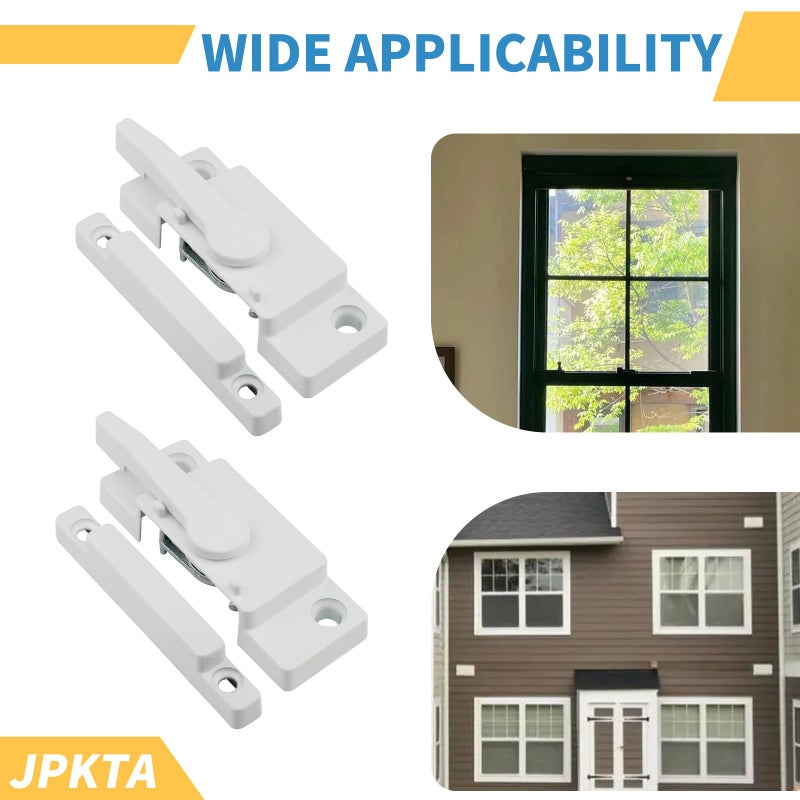 JPKTA 6 Pack Window Sash Locks Window Latch Cam Action White Window Locks for Double Hung Security Viny Window Latches with Keeper Diecast Replacement Parts for Vertical and Horizontal Sliding Windows - Image 5